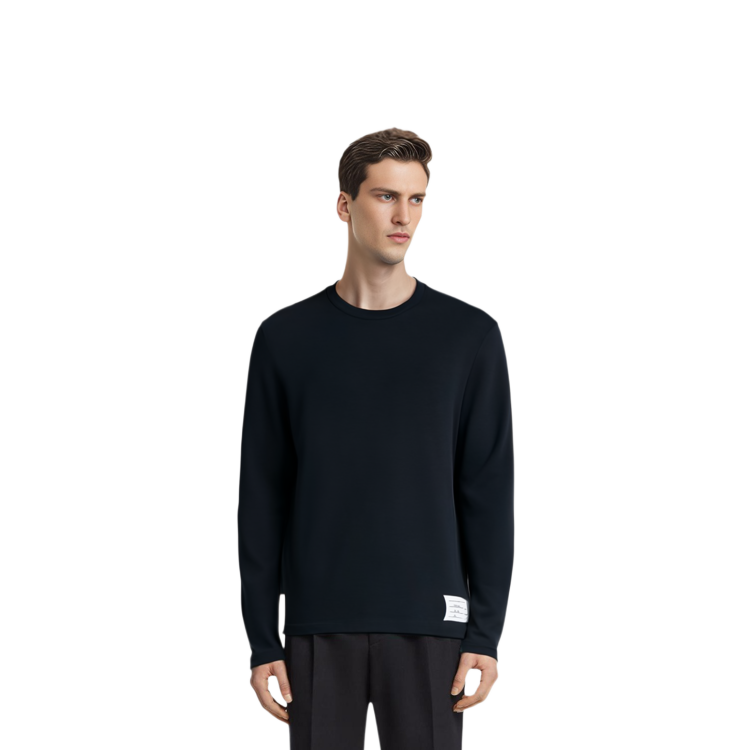 Sizing トムブラウン パッチロゴ クルーネック セーター メンズ ネイビーブルー MJS218A-J0084-415