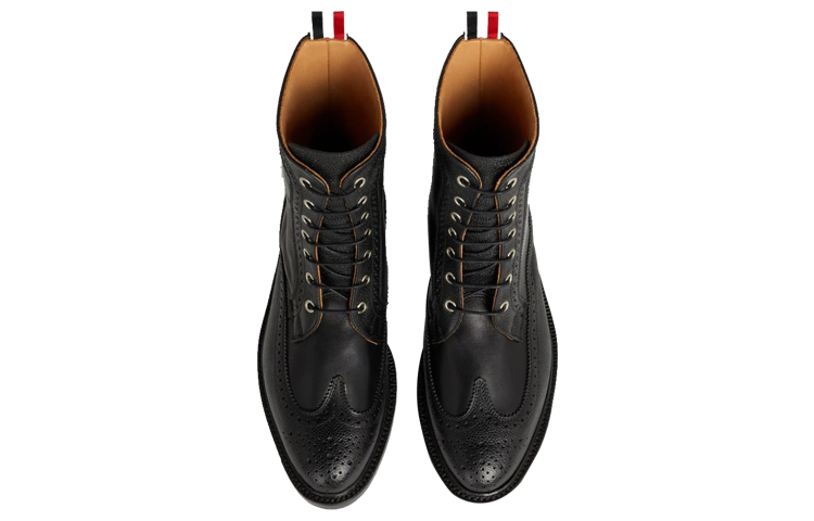 Lookbook Thom Browne 黑色鹅卵石纹皮革靴 MFB182A06257001
