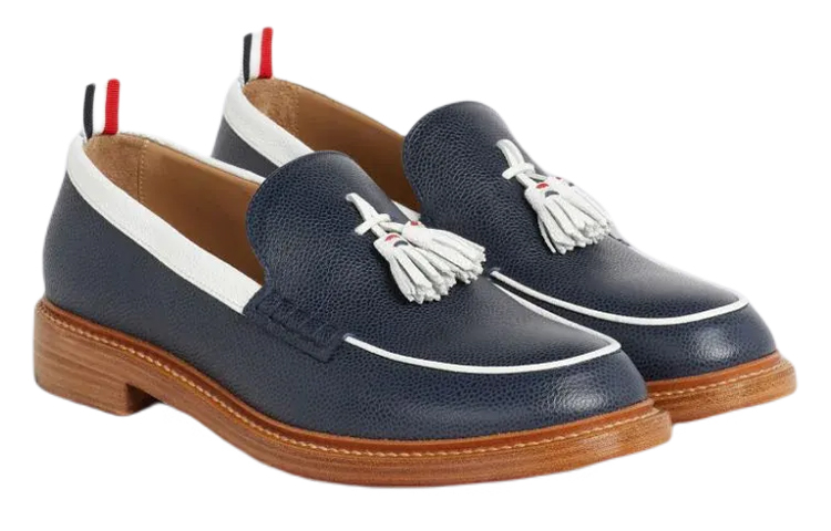 Thom Browne Pebble Grain Leather Tassel Loafers 'Navy' 圖 2