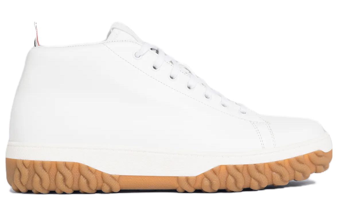 Order トムブラウン 白 ペブルレザー ミッドトップスニーカー MFD241A05584100