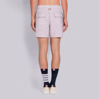 Details for Thom Browne 粉色尼龍條紋泳褲 寬鬆休閒款式 海灘穿搭용 MTT022E-07319-960