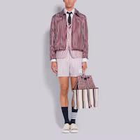 Sizing Thom Browne 粉色尼龍條紋泳褲 寬鬆休閒款式 海灘穿搭용 MTT022E-07319-960
