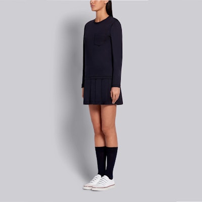 トムブラウン プリーツ ローウエスト ドレス ネイビーブルー FJD064A-06840-415 Details for トムブラウン プリーツ ローウエスト ドレス ネイビーブルー FJD064A-06840-415