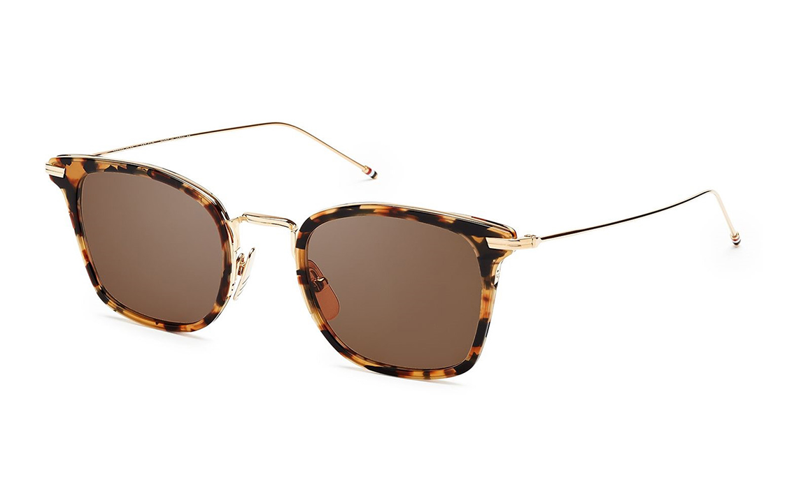 THOM BROWNE Rectangle Metal Sunglasses Tortoiseshell Unisex Style. TBS905-49-02