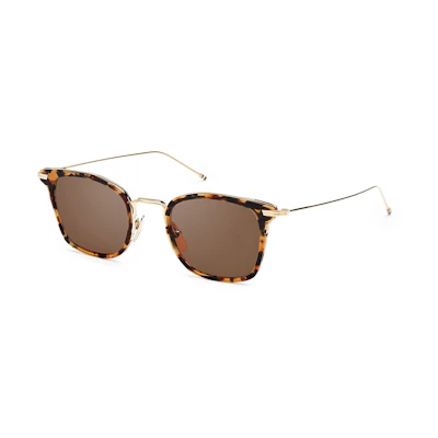 THOM BROWNE Rectangle Metal Sunglasses Tortoiseshell Unisex Style. TBS905-49-02