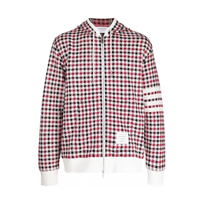 Thom Browne Red Plaid 4-Bar Stripe Full-Zip Hoodie MJT302A-07671-960