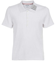 Thom Browne Relaxed Fit Polo Shirt with Four-Stripe Collar. MJP116A-07063-100 Thom Browne Relaxed Fit Polo Shirt with Four-Stripe Collar. MJP116A-07063-100