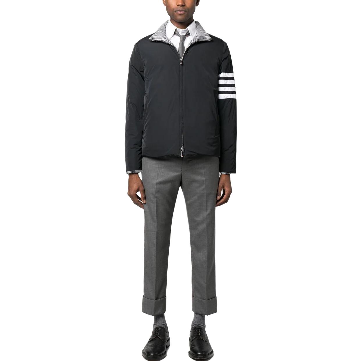 Shop Thom Browne 黑色长袖双面拉链夹克 MJD091X-F0338-980