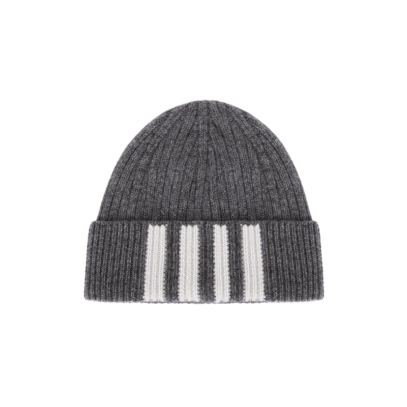 THOM BROWNE Ribbed Knit Unisex Cashmere Beanie MKH009A00011035