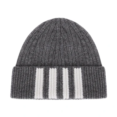 THOM BROWNE Ribbed Knit Unisex Cashmere Beanie MKH009A00011035