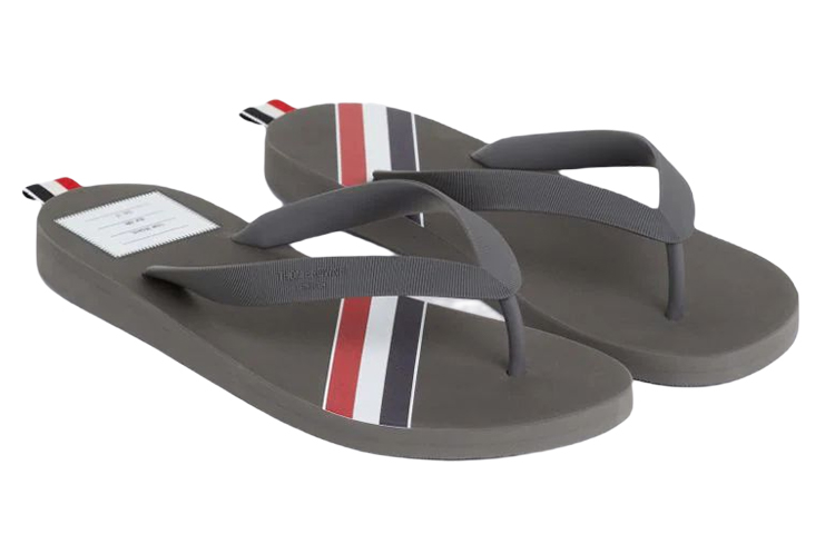Order 톰 브라운 그레이 러버 스트라이프 플립플랍 MFL071A05690035
