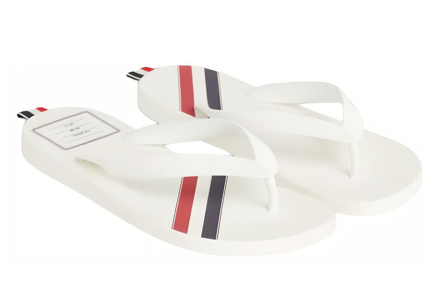 Order 湯姆·布朗 橡膠 條紋 套穿 平跟 時尚涼拖 男款 白色