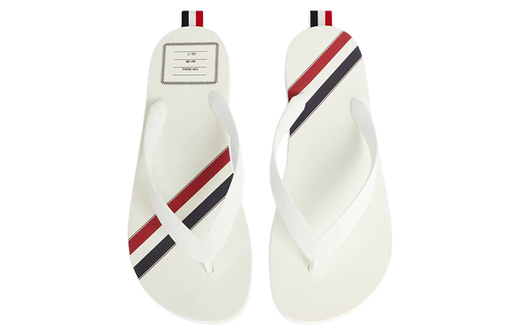 Lookbook 湯姆·布朗 橡膠 條紋 套穿 平跟 時尚涼拖 男款 白色