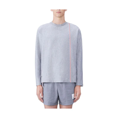 Thom Browne RWB Stripe Gray Cotton Long Sleeve T-Shirt for Men. MJS253A-J0138-035