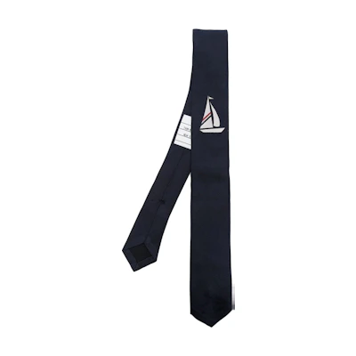 THOM BROWNE Sailboat Jacquard Tie Navy Blue. MNL001AF0390