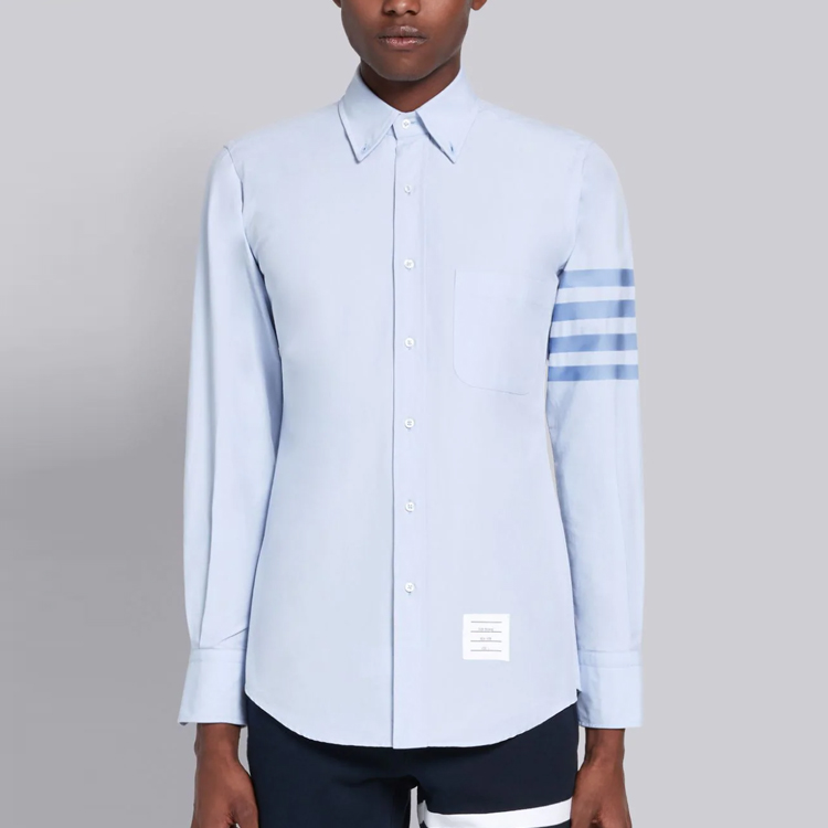Thom Browne Satin Four-Stripe Long Sleeve Shirt Light Blue MWL001A-06496-480 圖 4