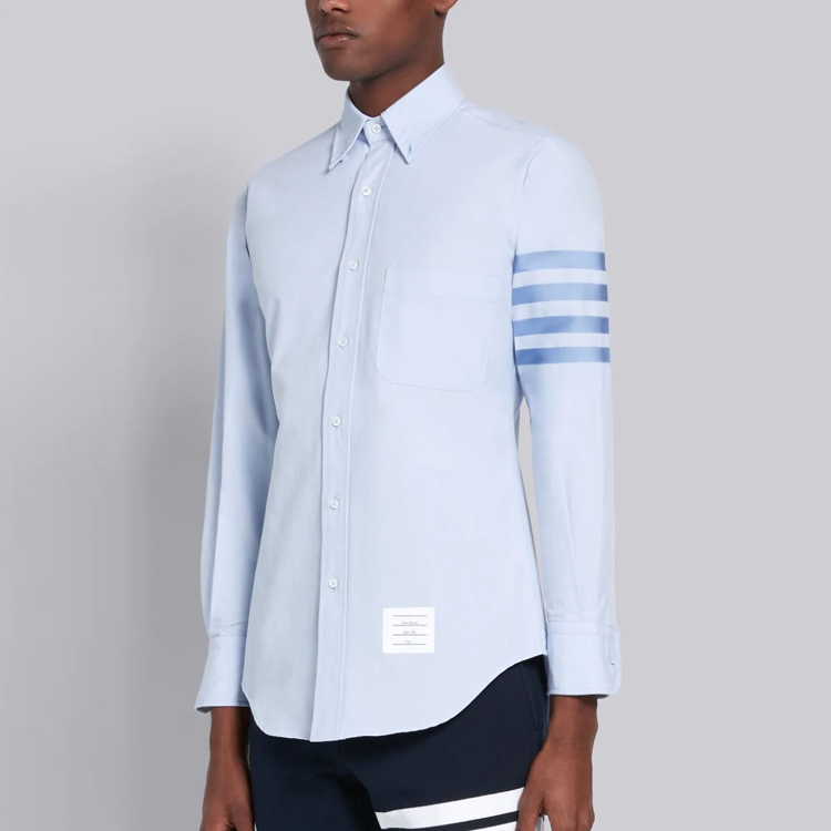 Thom Browne Satin Four-Stripe Long Sleeve Shirt Light Blue MWL001A-06496-480 圖 6