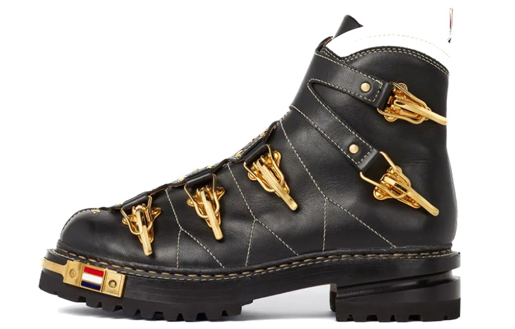 Buy THOM BROWNE 休閒潮流短筒靴 黑金色