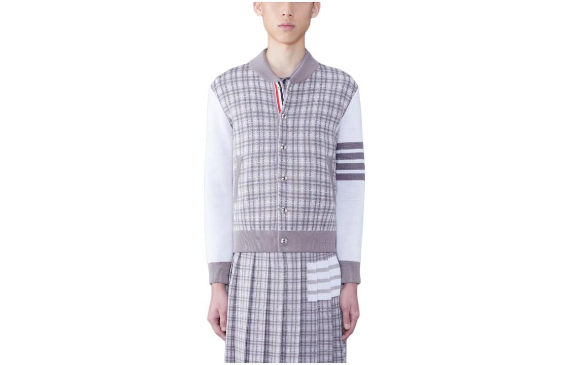 Thom Browne Silk 4-Bar Bomber Jacket Casual Long Sleeve Multi-Color MKJ115A-Y4007-055