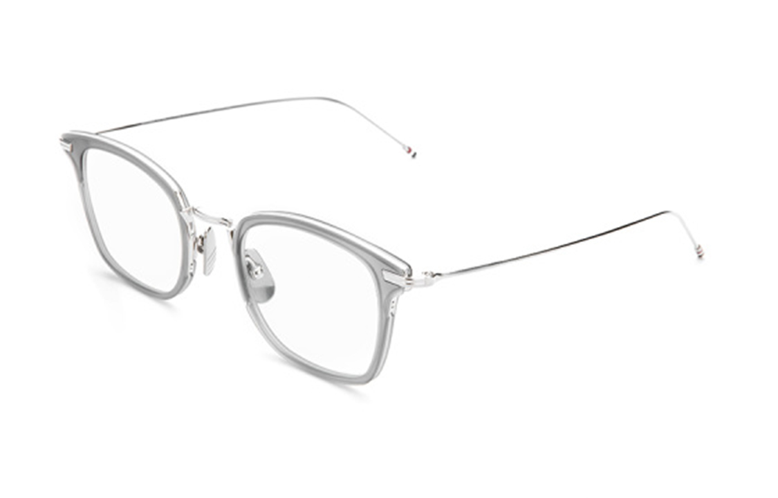 THOM BROWNE Silver Titanium Lightweight Square Optical Eyeglass Frame for Men. TBX905-03-GRY-SLV