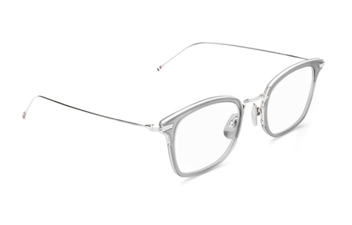 Lookbook THOM BROWNE 銀色鈦金屬輕盈方框男士光學眼鏡框架 TBX905-03-GRY-SLV