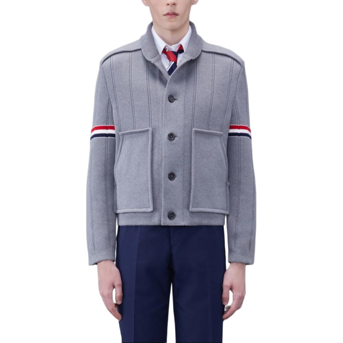 Thom Browne Simple Stripe Button Long-Sleeve Jacket Light Gray MKJ113A-Y3028-055