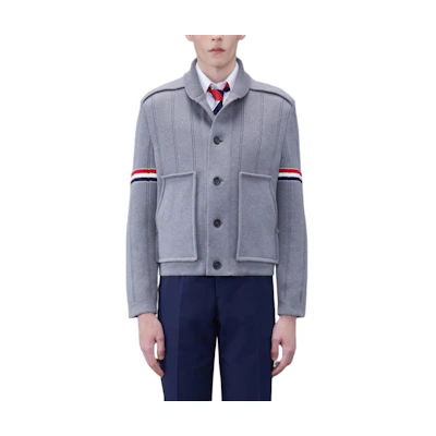 Thom Browne Simple Stripe Button Long-Sleeve Jacket Light Gray MKJ113A-Y3028-055