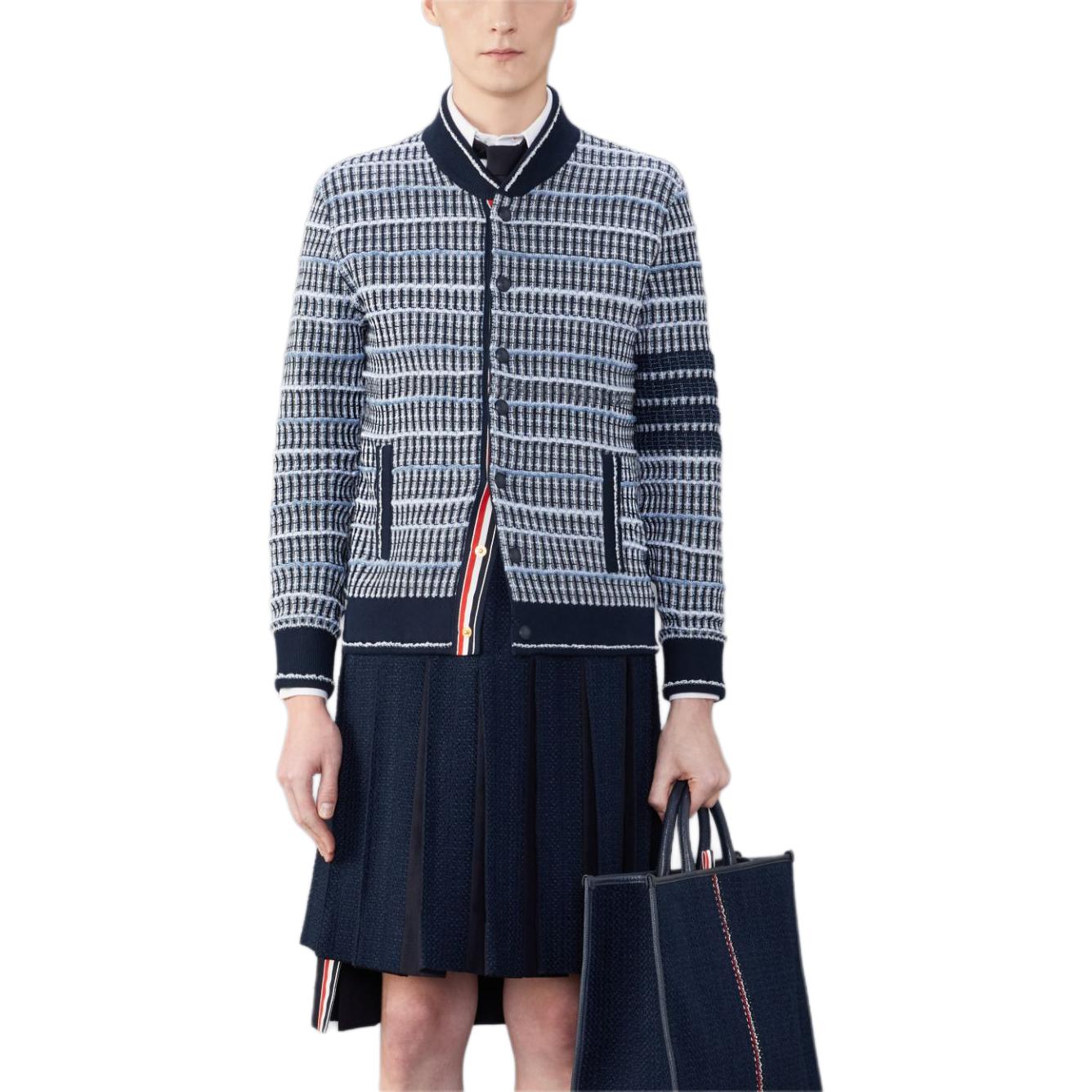 Thom Browne Single-Breasted Tweed Jacket Navy Blue MKJ118A-Y9032-415