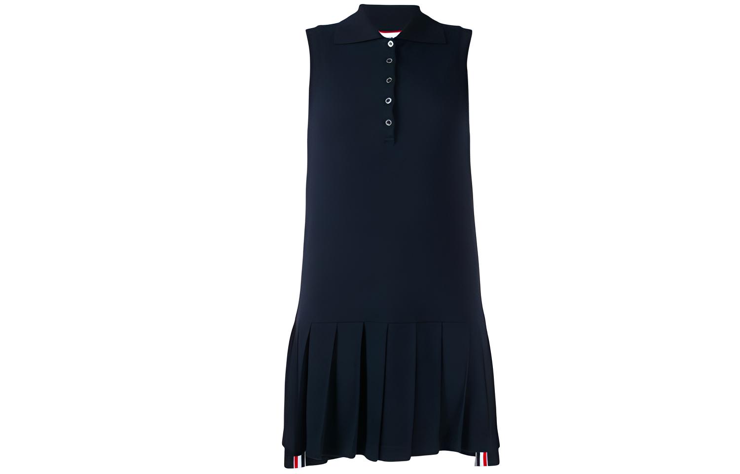 Thom Browne Sleeveless Polo Pleated Tennis Dress - Navy Blue FJD057A-00050-415