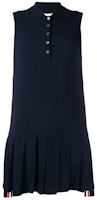 Thom Browne Sleeveless Polo Pleated Tennis Dress - Navy Blue FJD057A-00050-415 Thom Browne Sleeveless Polo Pleated Tennis Dress - Navy Blue FJD057A-00050-415