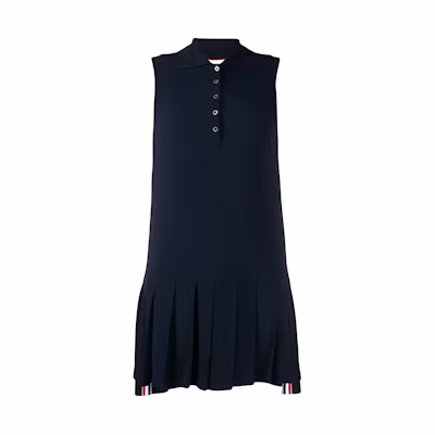Thom Browne Sleeveless Polo Pleated Tennis Dress - Navy Blue FJD057A-00050-415