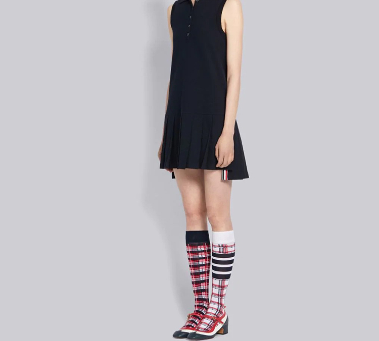 Details for Thom Browne 无袖褶皱网球连衣裙 - 海军蓝 FJD057A-00050-415