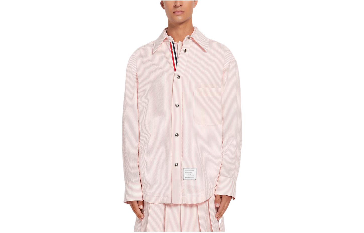 Thom Browne Slim-Fit Striped Wool Shirt Jacket MJO165E-06455-680