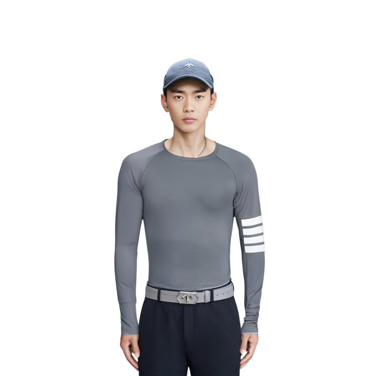 Cheap トム ブラウン スリムフィット 4バー 長袖Tシャツ グレー MJA001A-06770-035