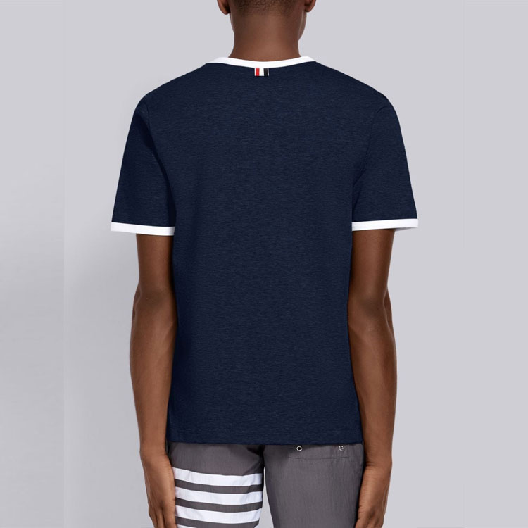Lookbook Thom Browne 修身側開衩針織T恤 藍色 MJS083A-00042-415