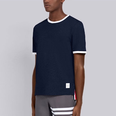 Thom Browne 修身側開衩針織T恤 藍色 MJS083A-00042-415 Shop Thom Browne 修身側開衩針織T恤 藍色 MJS083A-00042-415