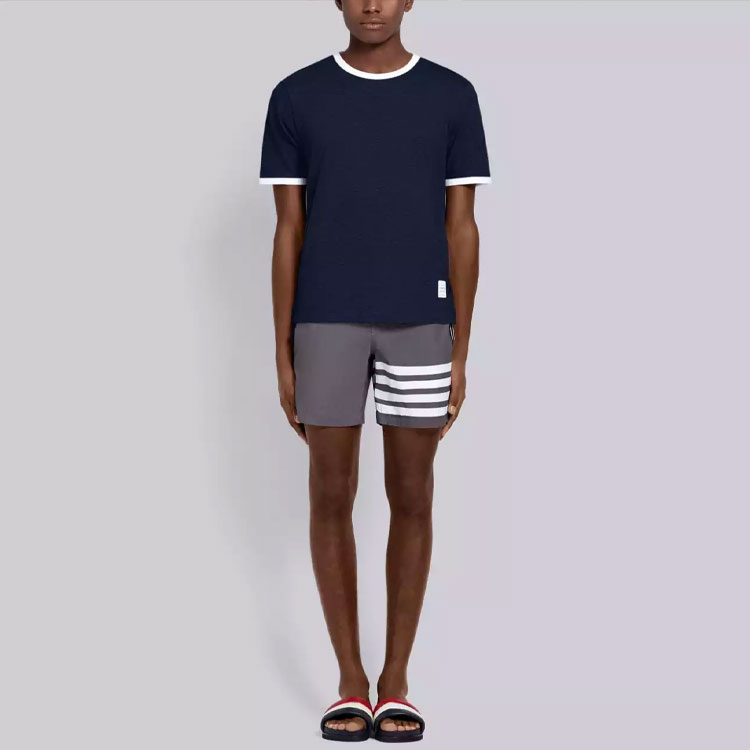 Purchase Thom Browne 修身側開衩針織T恤 藍色 MJS083A-00042-415