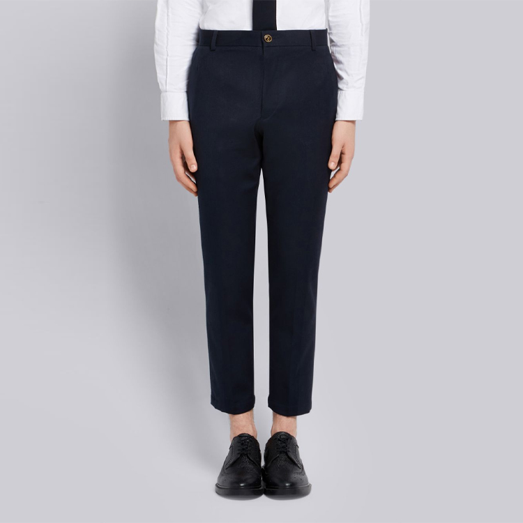 Shop Thom Browne Celana Kasual Slim Fit Kain Wol Model Lurus MTU187A-04348-415