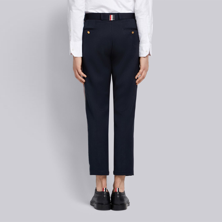 Purchase Thom Browne Celana Kasual Slim Fit Kain Wol Model Lurus MTU187A-04348-415