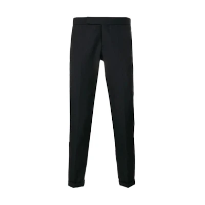THOM BROWNE Slim Fit Wool Trousers with Tricolor Stripes. MTC062A-03532-415