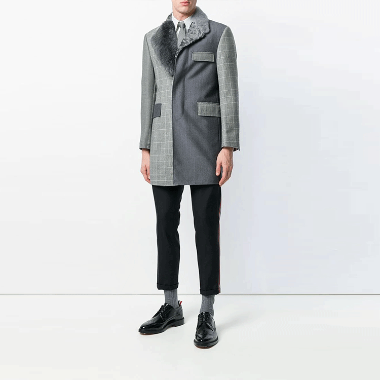 Purchase 汤姆布朗修身羊毛长裤三色条纹裤。 MTC062A-03532-415