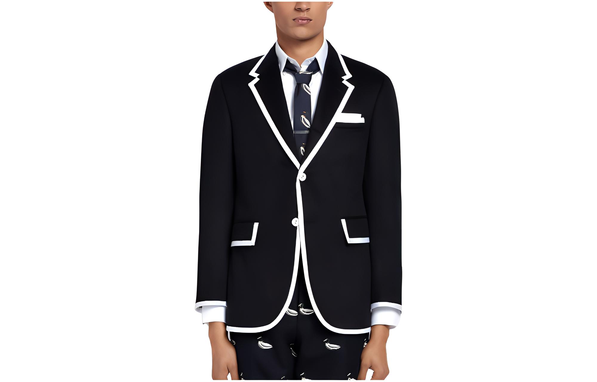 Thom Browne Solid Black Single-Button Long-Sleeve Jacket for Men MJC185K-03578-415