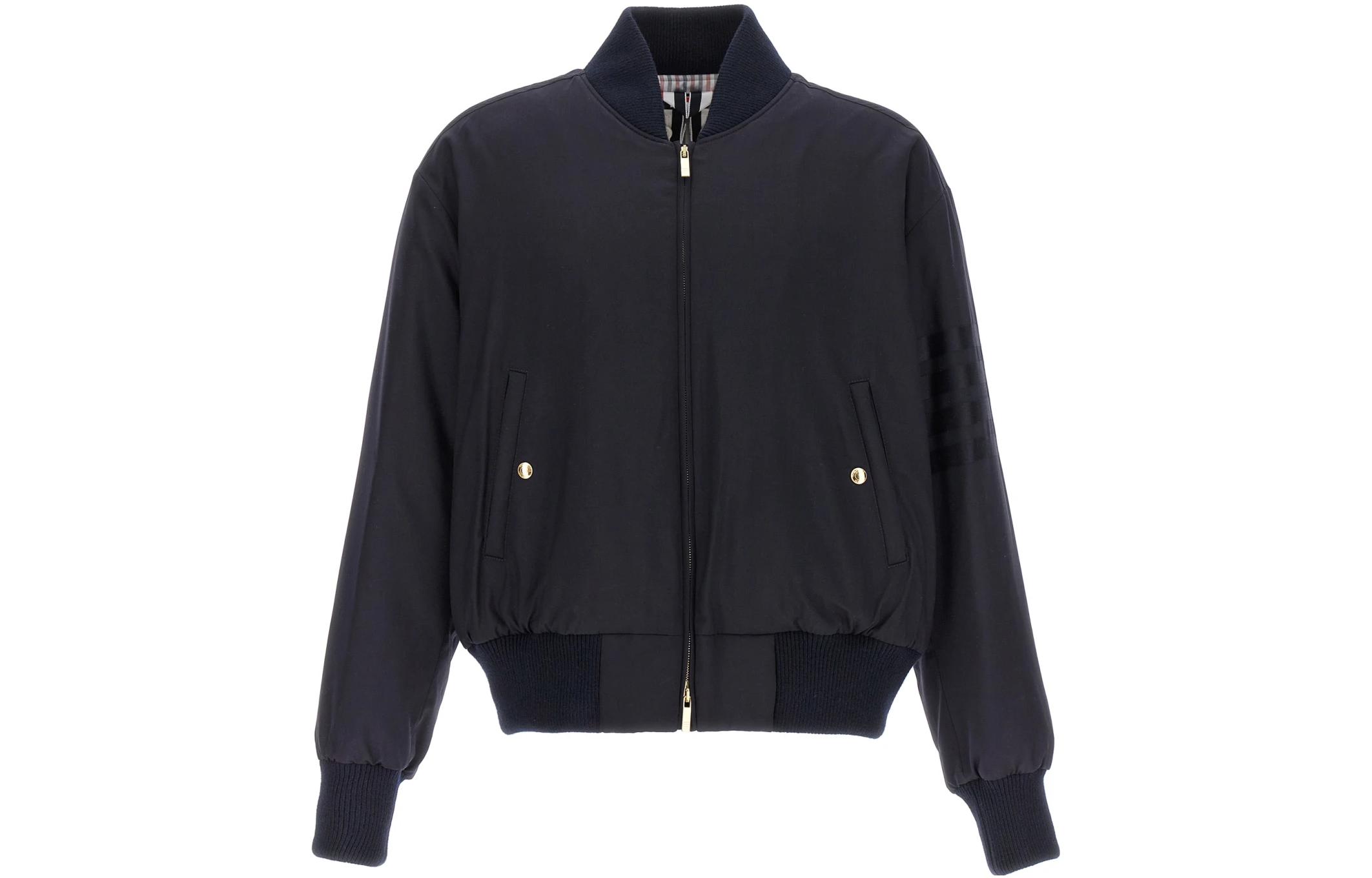 Thom Browne Solid Black Zip-Up Jacket MJD103X-06146-420