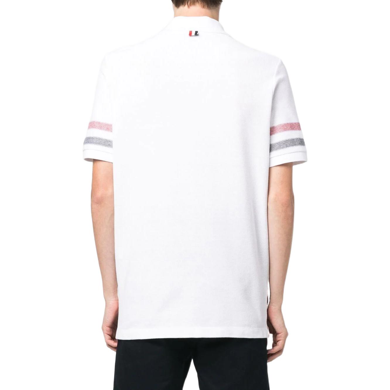 Shop THOM BROWNE Polo Blanco Color Sólido Edición Verano Regreso a Clases MJP169-AJ0046-100