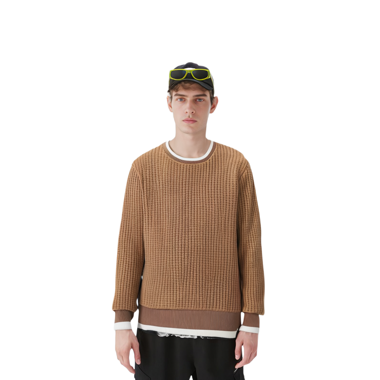 THOM BROWNE Solid Color Brown Wool Crewneck Sweater for Men MJT178A-05396-275 圖 10