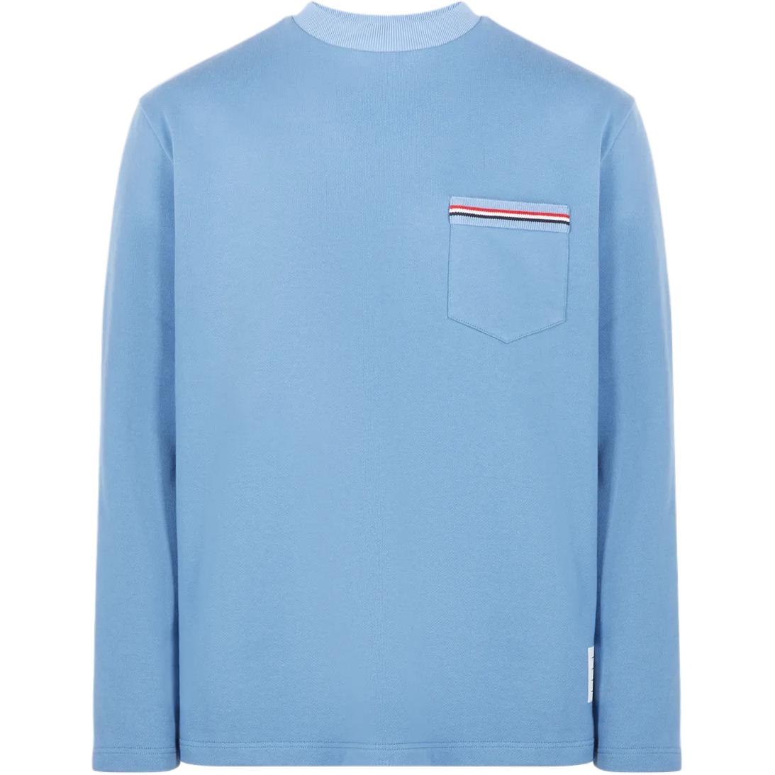 Thom Browne Solid Color Crewneck Pocket Sweatshirt Blue MJT435A-J0007-450