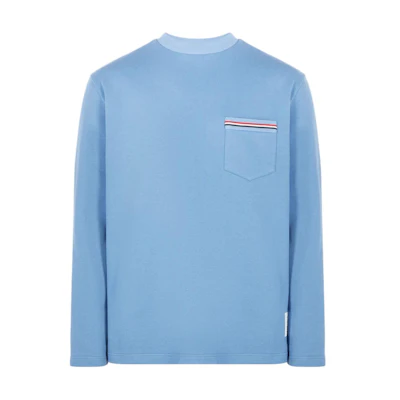 Thom Browne Solid Color Crewneck Pocket Sweatshirt Blue MJT435A-J0007-450