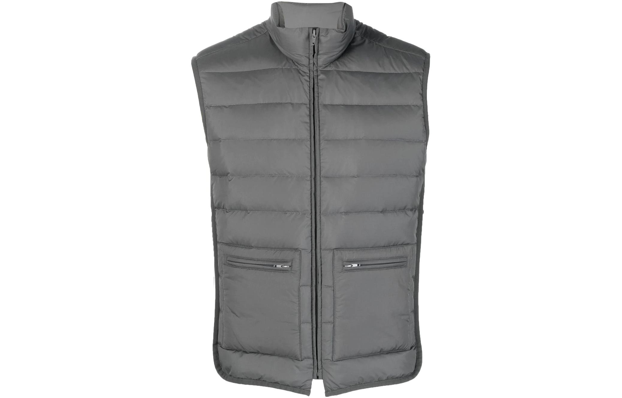 THOM BROWNE Solid Color High-Neck Zip Vest  Gray MVD026-XF0241-025