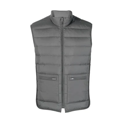 THOM BROWNE Solid Color High-Neck Zip Vest Gray MVD026-XF0241-025