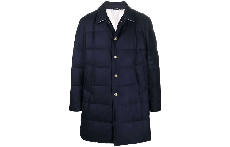 Thom Browne Solid Color Loose Fit Cotton Jacket for Men - Blue MOD001Z-06393-415